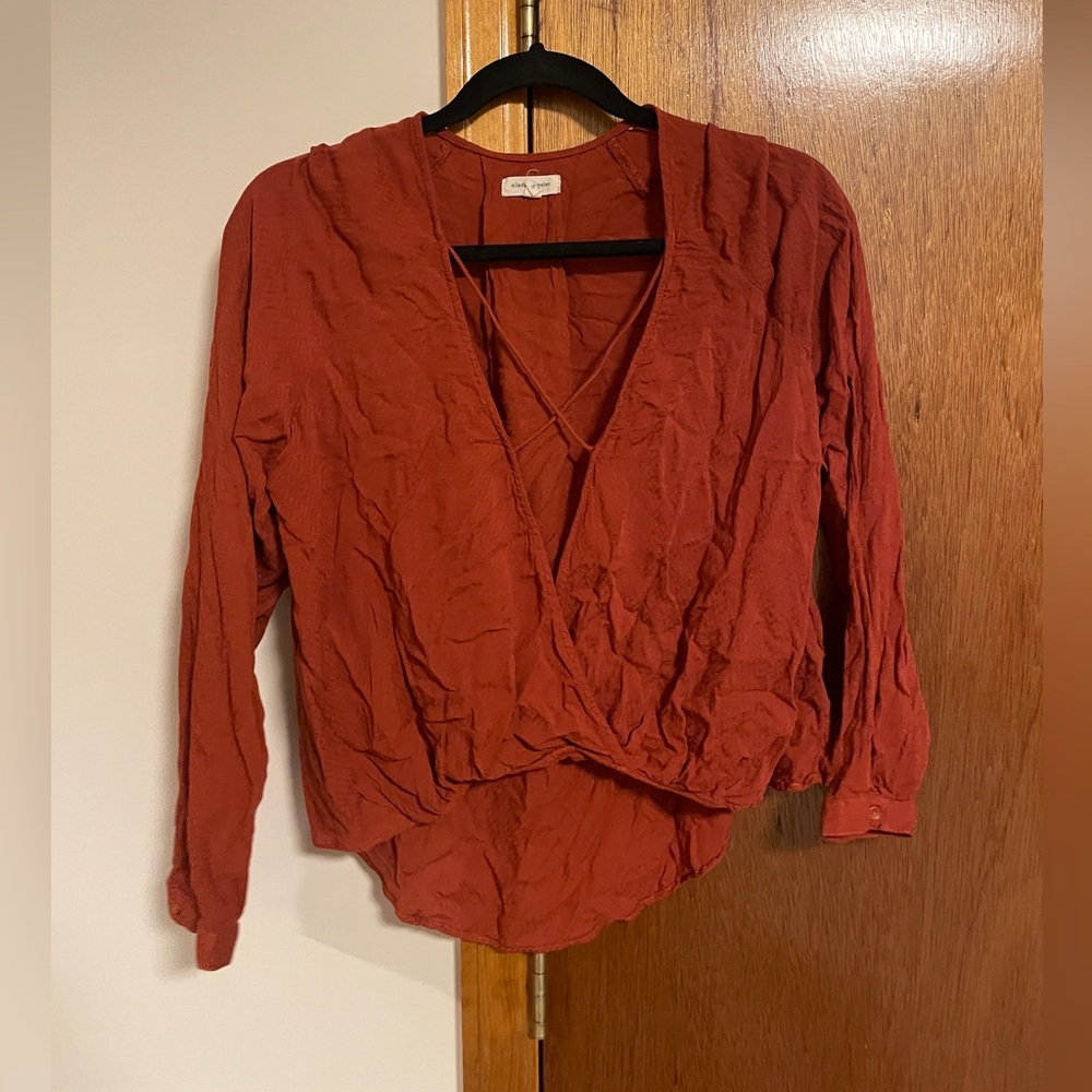 Orange Deep V Blouse | Urban Outfitters